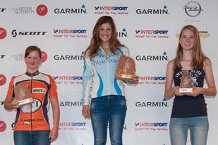 Siegerehrung Salzkammergut Trophy Strecke G - Lisa Pasteiner, Carmen Wimmer, Valentina Kahr (Foto: Martin Bihounek)