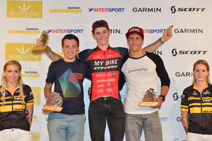 Elias Tranninger (1. Platz), Dominik Peinsteiner (2. Platz) und Manuel Widmann (3. Platz) - Sieger Salzkammergut Trophy 2018 - Regionalwertung Strecke D (Foto: Joachim Gamsjäger)
