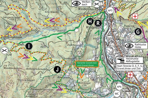 Streckenplan 2026 Strecke D bis G - Ausschnitt Bad Goisern