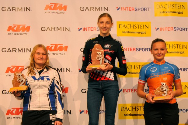 Clara Sommer (1. Platz), Lucie Hendrychová (2. Platz) und Julia Gruber (3. Platz) - Sieger Salzkammergut Trophy 2019 - Strecke G (Foto: Rudi Knoll)